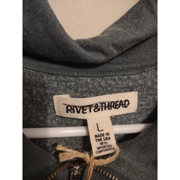 Madewell Rivet and Thread Green Hoodie Sweatshirt Large Oversized Preppy Casual - Picture 4 of 8